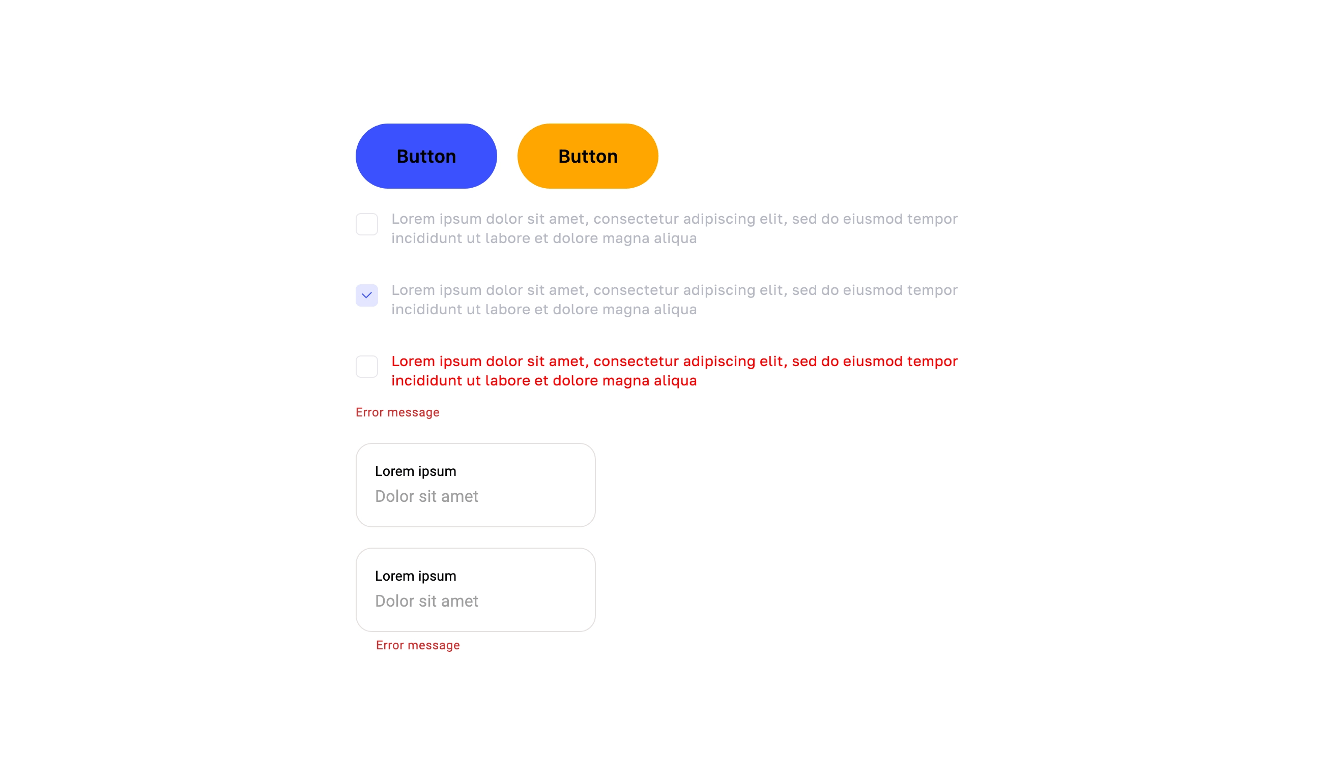 Flat UI kit demo with buttons, checkboxes, error messages and input fields