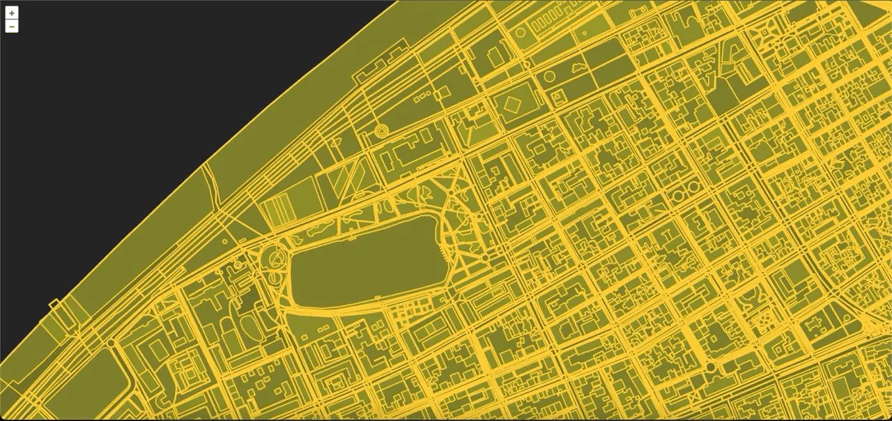 Development screenshot with OpenStreetMap data imported and rendered as svg