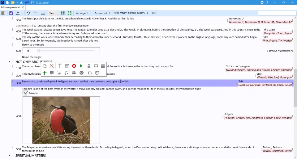 The official SiQuester app running on Windows